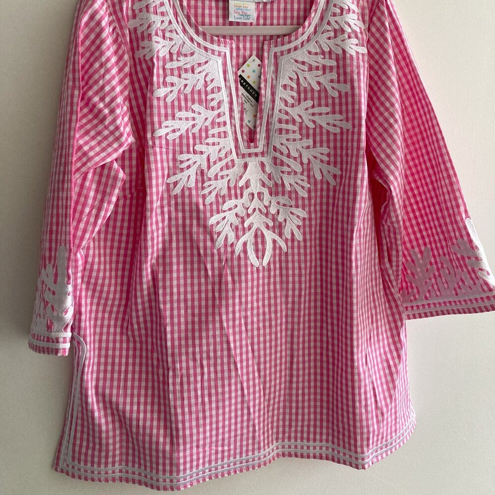 Gretchen Scott Pink Checkered Tunic XL